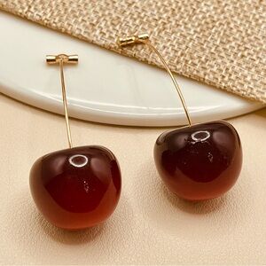 Anthropologie Elegant Cherry Drop Threader Earrings